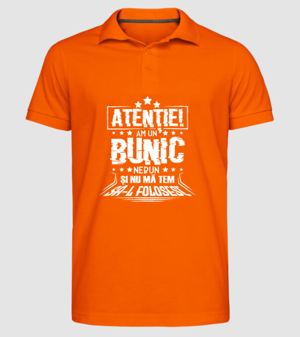 Atenție! Am un bunic nebun și nu mă tem să-l folosesc. model portocaliu pe tricou