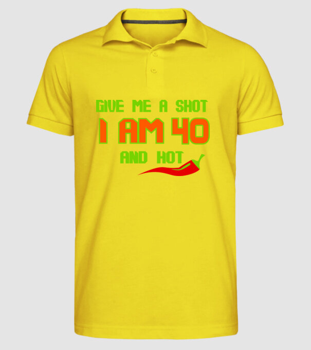 Give me a shot - 40 model galben pe tricou