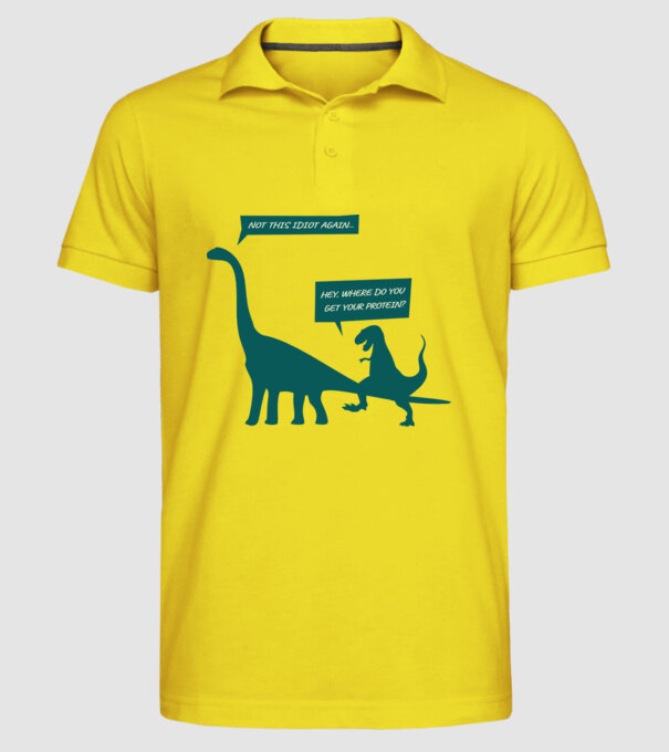 idiot dinosaur vegan model galben pe tricou