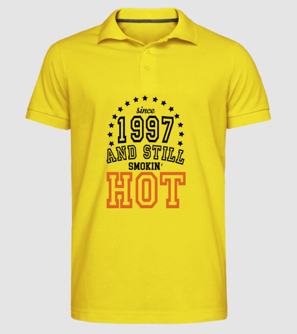 'Since and still smokin'' hot - 1997' model galben pe tricou