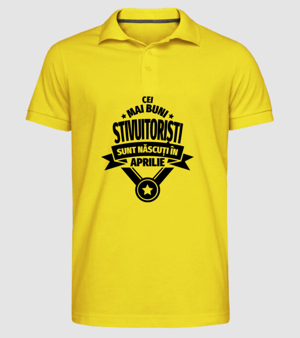 Cei mai buni stivuitoriști sunt născuți în aprilie model galben pe tricou