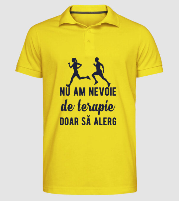nu am nevoie de terapie, doar să alerg model galben pe tricou