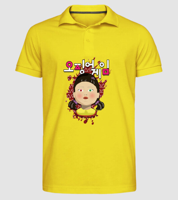 red light green light doll model galben pe tricou