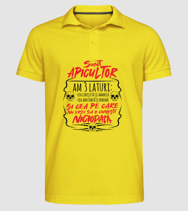 sunt apicultor am 3 laturi model galben pe tricou