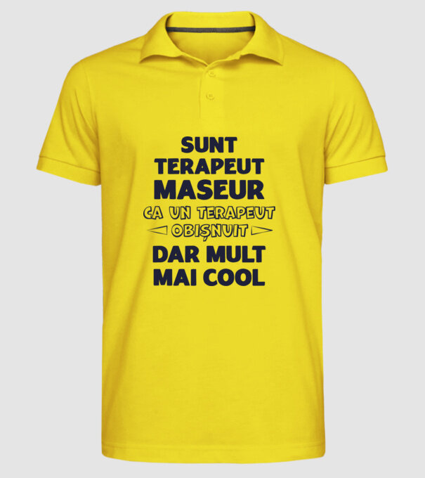 sunt terapeut maseur, ca un terapeut obișnuit, dar mult mai cool model galben pe tricou