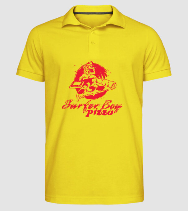 surfer boy pizza stranger things model galben pe tricou