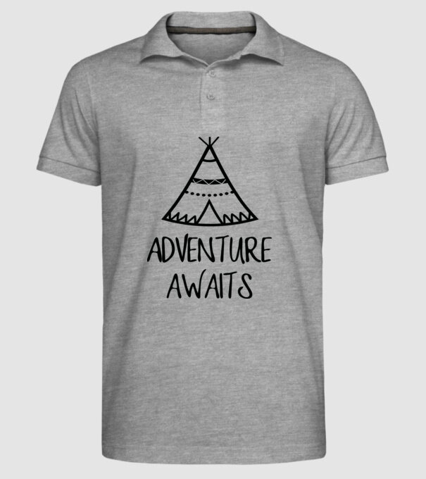 Advanture awaits model gri pe tricou