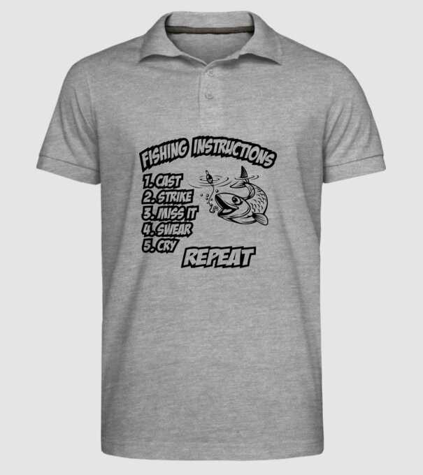 Fishing instructions model gri pe tricou