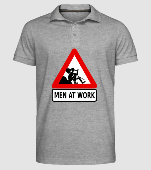 men at work model gri pe tricou