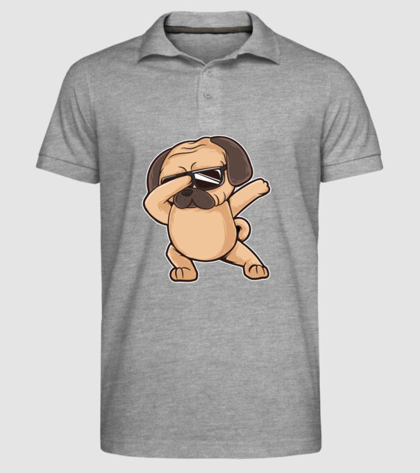 Mops DAB model gri pe tricou