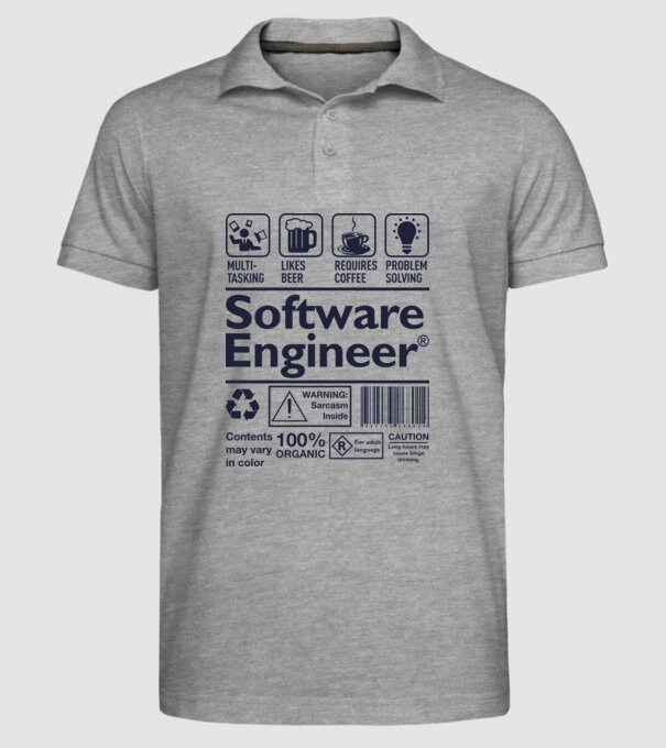 Software Engineer model gri pe tricou