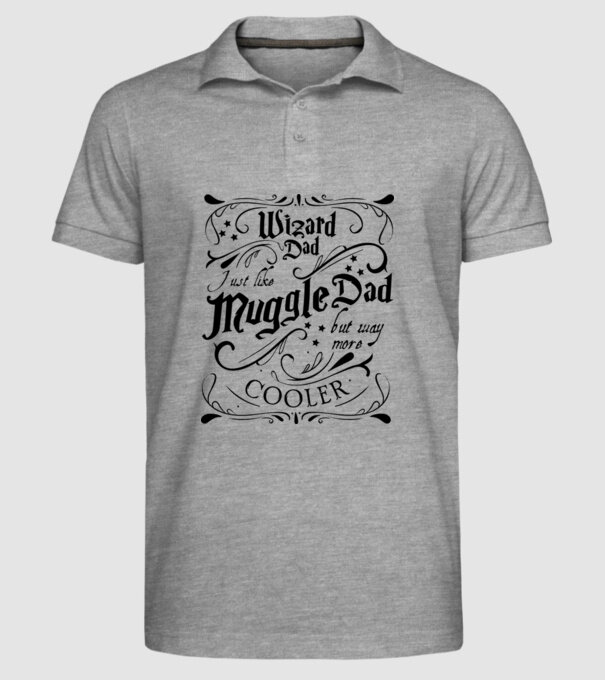 Wizard dad model gri pe tricou