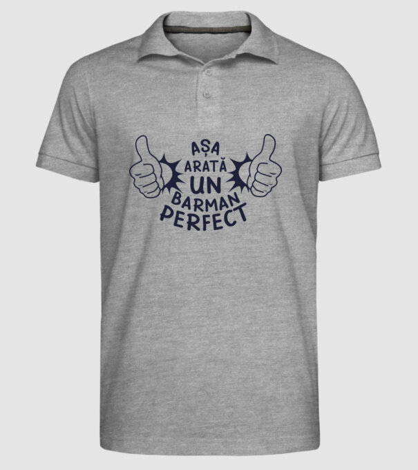 Așa arată un BARMAN perfect model gri pe tricou