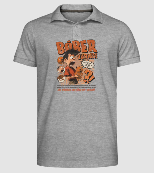 Bobr Kurwa comic model gri pe tricou
