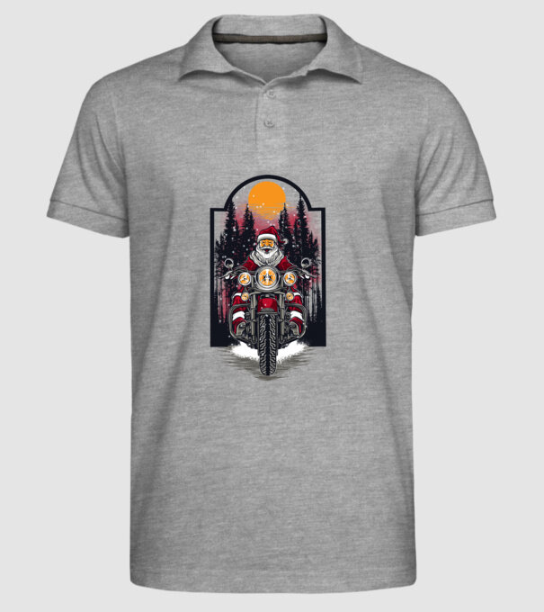 Motor santa model gri pe tricou
