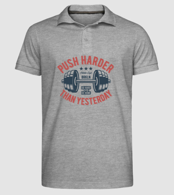 push harder model gri pe tricou