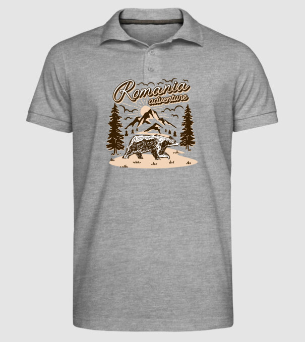 Romania bear adventure model gri pe tricou
