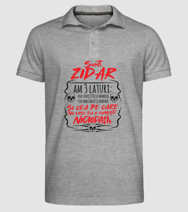 sunt zidar am 3 laturi model gri pe tricou