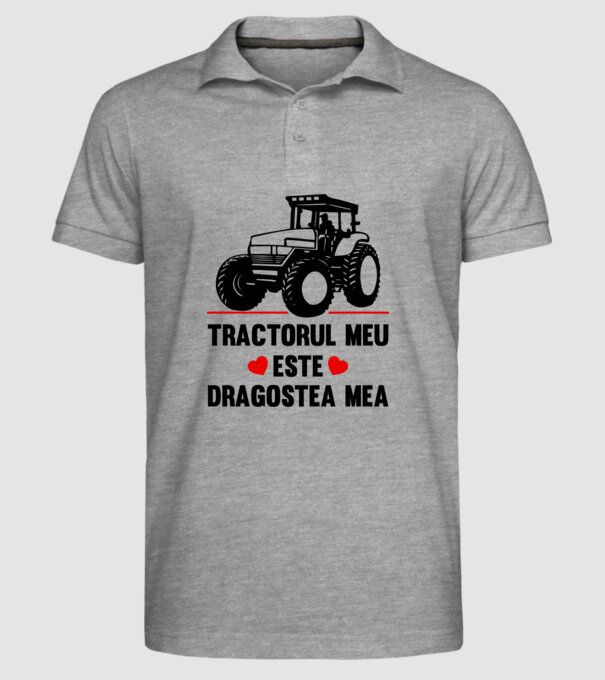 tractorul meu este dragostea mea model gri pe tricou