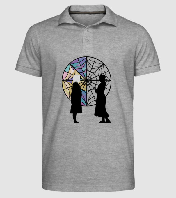 Wednesday and Enid model gri pe tricou