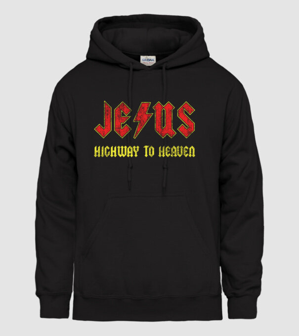 JESUS HIGHWAY TO HEAVEN model negru pe tricou
