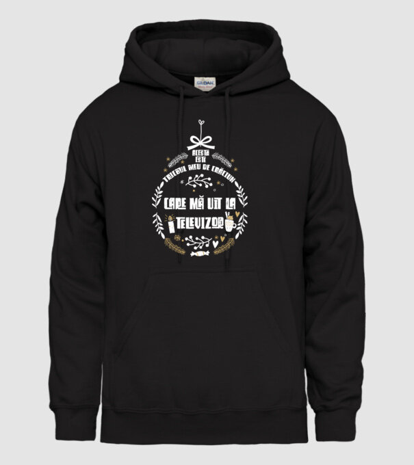 acesta este tricoul meu de Crăciun_care ma uit la televizor model negru pe tricou