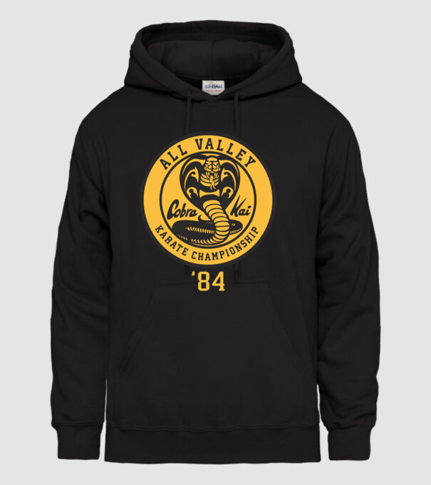 all valley karate cobra kai model negru pe tricou