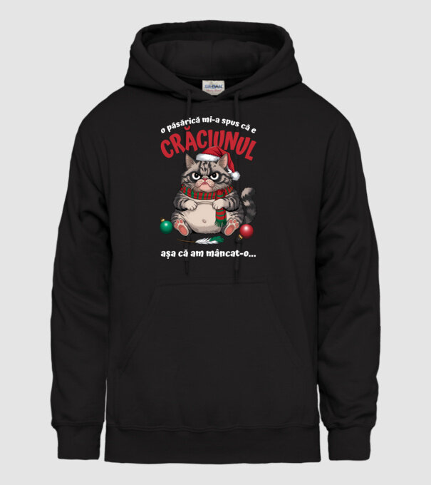 Am mâncat pasărea Crăciun pisică Negru model negru pe tricou