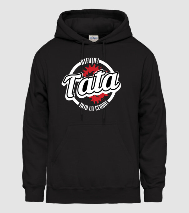 Atenție! Tata la ceaun! model negru pe tricou