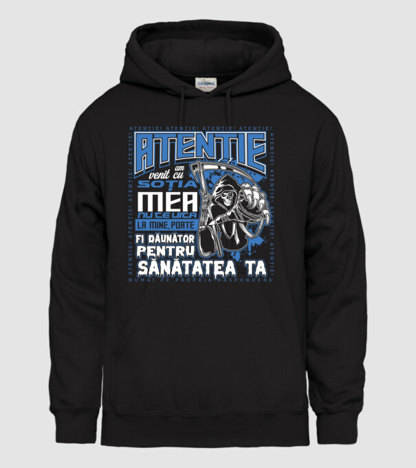 Atenție Am venit cu soția mea model negru pe tricou