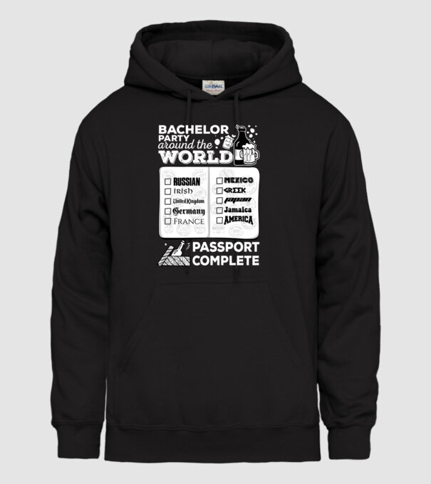 Bachelor Party World tour model negru pe tricou