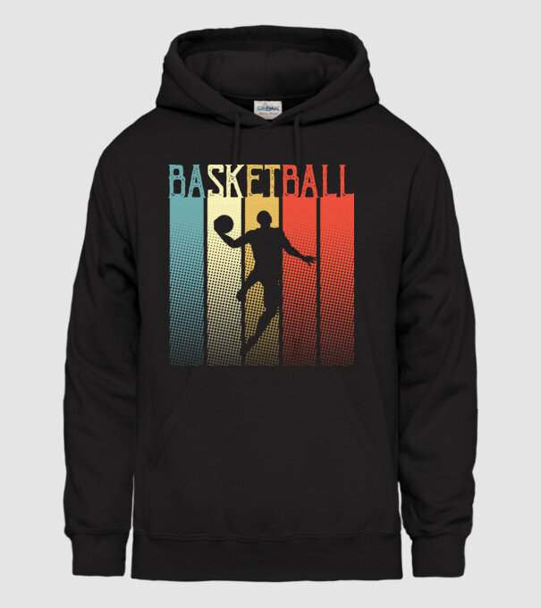 basketball vintage model negru pe tricou