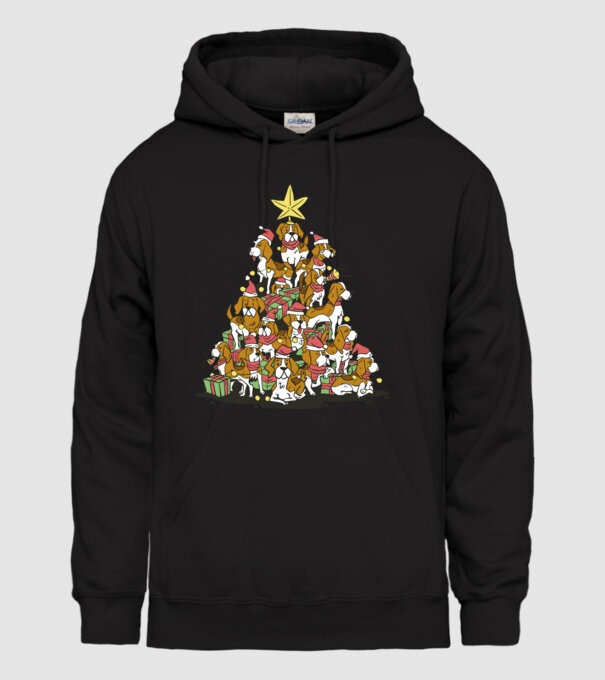 beagle christmas tree model negru pe tricou