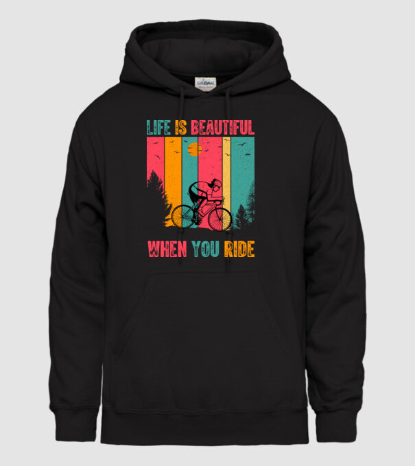 Beautiful ride model negru pe tricou
