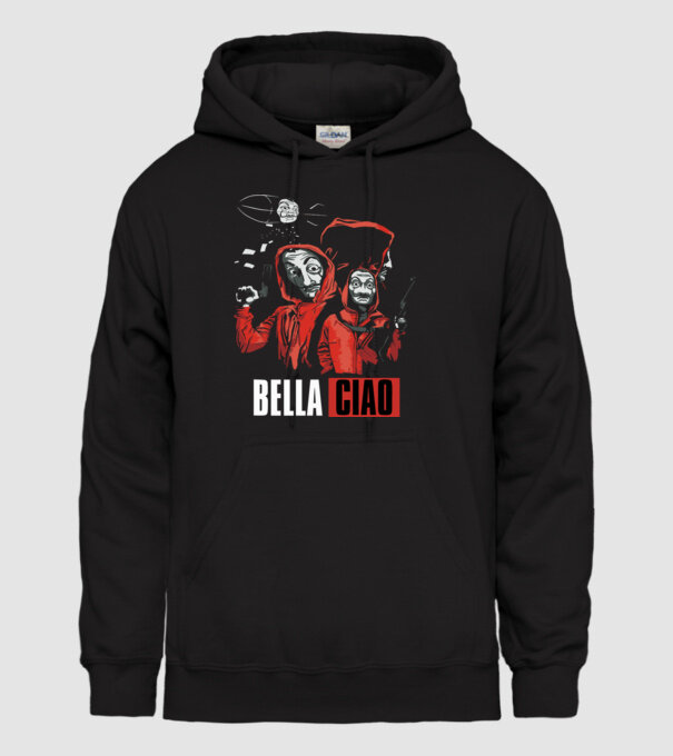 bella ciao money heist model negru pe tricou