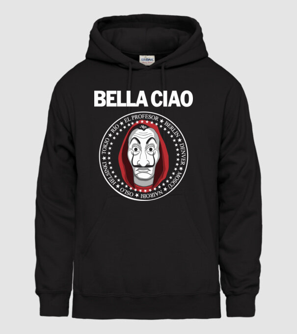 bella ciao stroke white model negru pe tricou