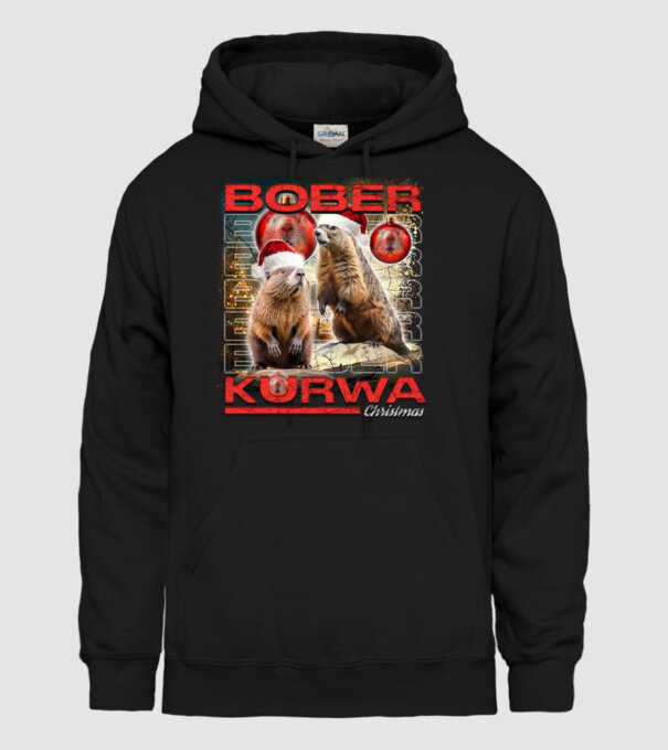 Bober kurwa christmas universe model negru pe tricou