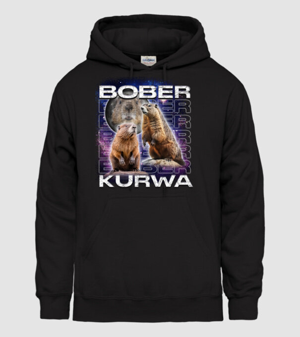 Bóber Kurwa universe model negru pe tricou