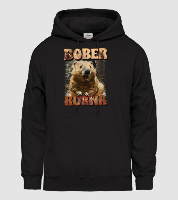 BOBER wombat model negru pe tricou