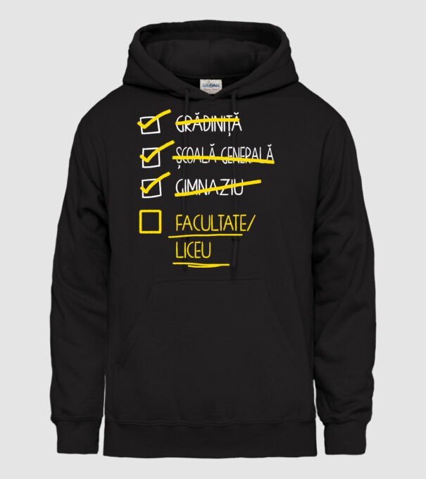 Cheklist educație - Gimnaziu negru model negru pe tricou