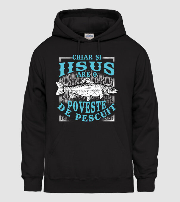 Chiar și Iisus are o poveste de pescuit model negru pe tricou