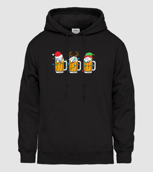 Christmas beer mugs model negru pe tricou