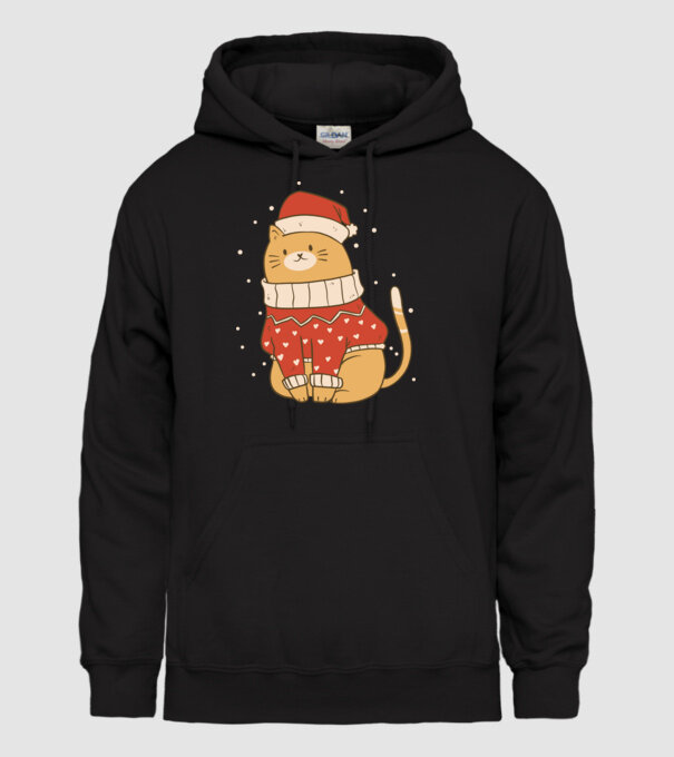 Christmas cat model negru pe tricou