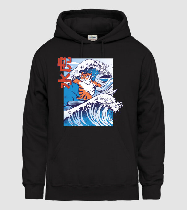 Chubby Surfer Tiger model negru pe tricou