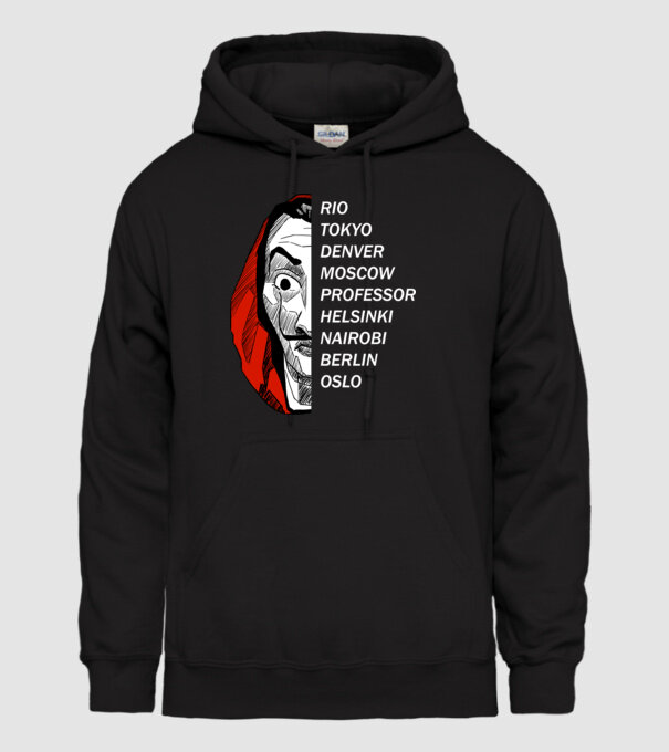 classic logo money heist model negru pe tricou