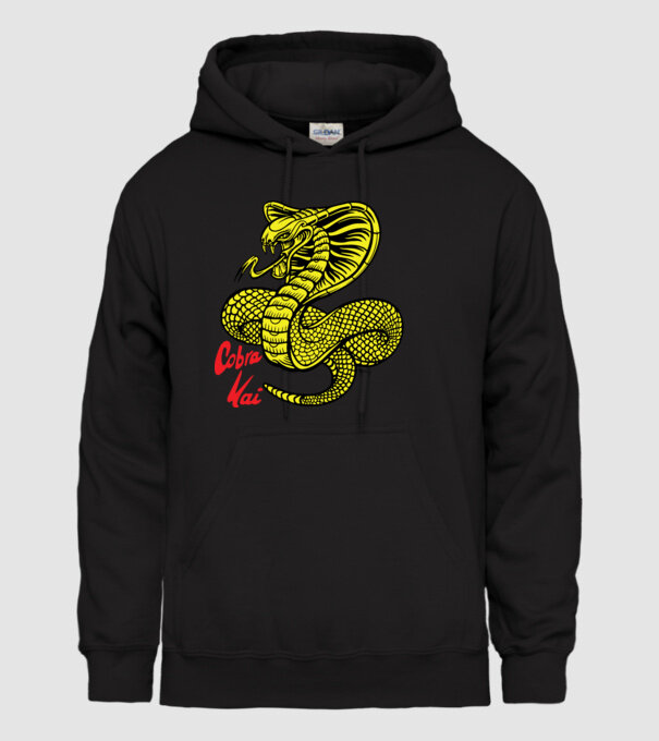 cobra kai logo color model negru pe tricou