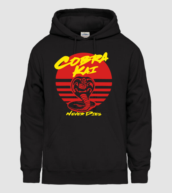 cobra kai sunset logo model negru pe tricou