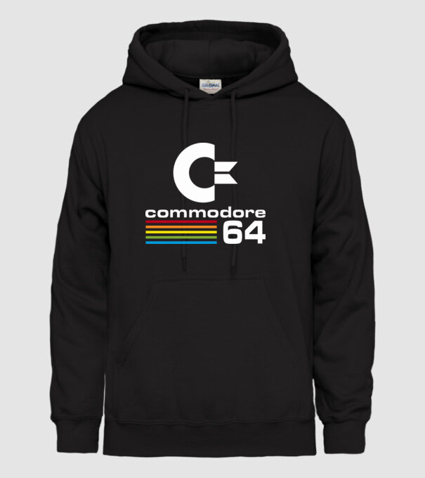 Commodore 64 logo on black model negru pe tricou