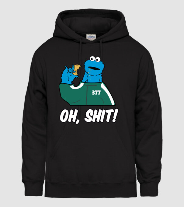 cookie monster squid game parody model negru pe tricou
