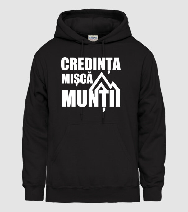 Credința mișcă munții model negru pe tricou